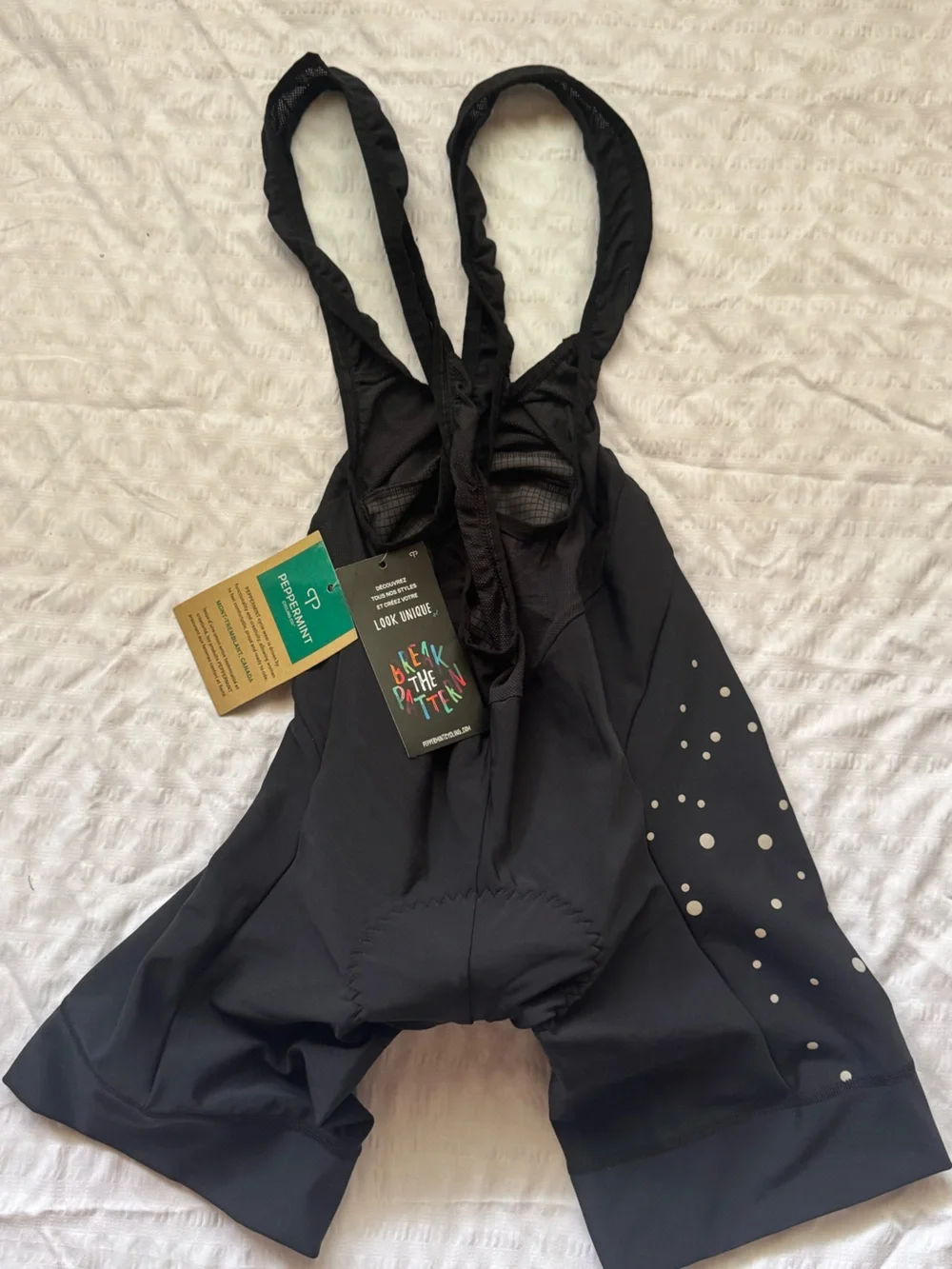 New w/ Tags Peppermint Black Cycling Bib Shorts